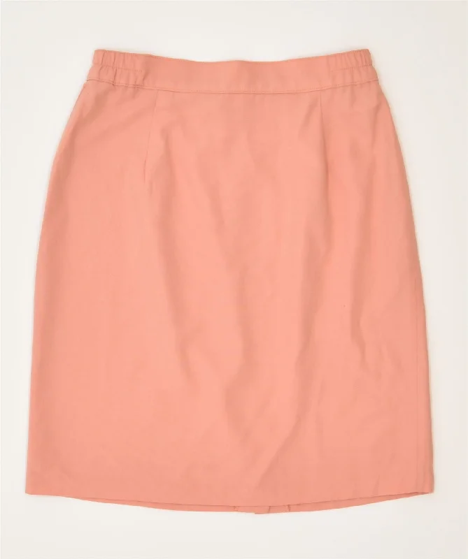 VINTAGE Womens Straight Skirt UK 10 Small W26 Pink Polyamide linen skirt relaxed
