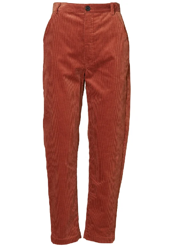 Pseudo Corduroy Pant Chestnut Comfy Zip-Up Pants