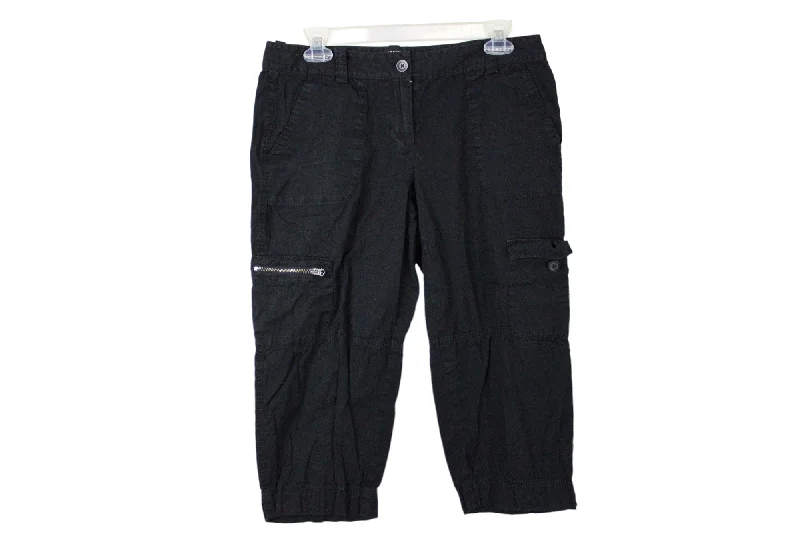 Ann Taylor LOFT Black Cargo Capri Pants | 6 Petite Elegant Silk Pants
