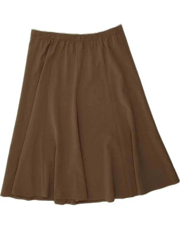 VINTAGE Womens A-Line Skirt W40 2XL Brown Polyester pleated skirt texture