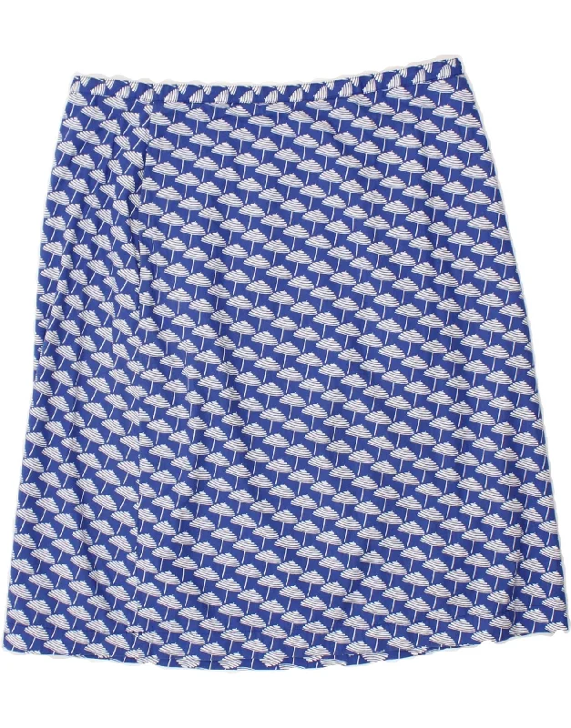 BODEN Womens Abstract Pattern A-Line Skirt UK 16 Large W32  Blue Cotton linen skirt light