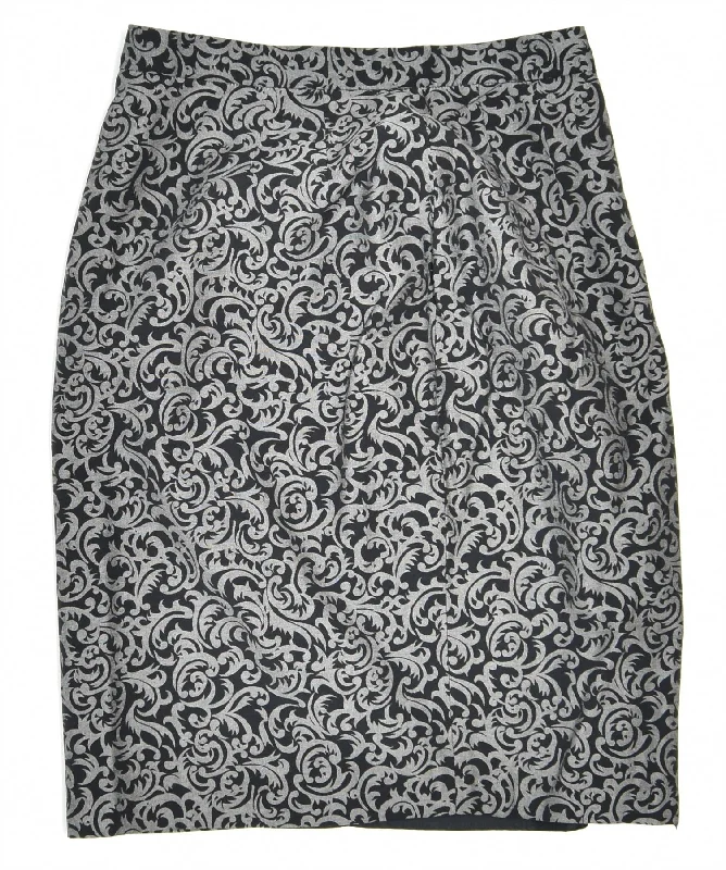 PAULA Womens Straight Skirt Small W28 Black Floral Vintage denim skirt casual