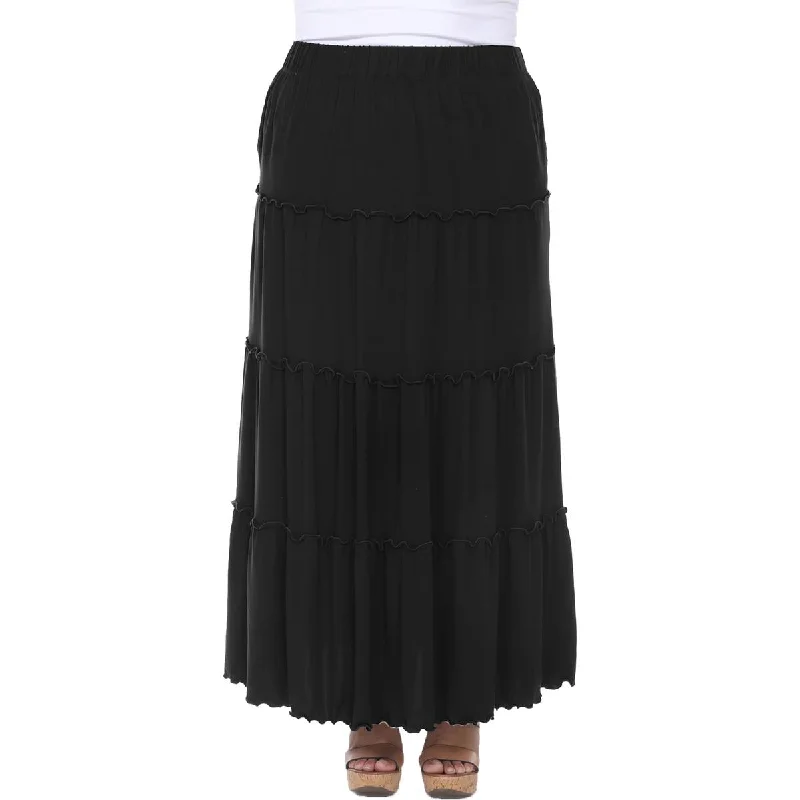 White Mark Womens Knit Tiered Maxi Skirt chiffon skirt flowing
