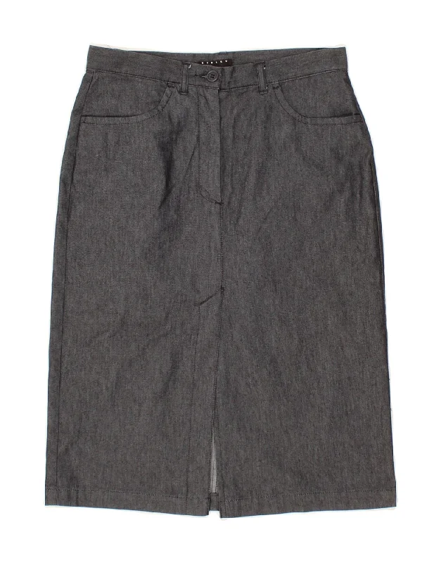 SISLEY Womens Straight Skirt IT 40 Small W26 Grey Cotton spandex blend skirt