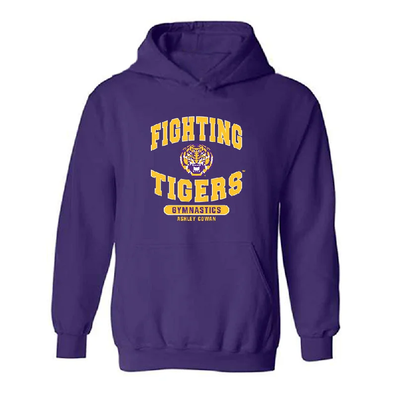 LSU - NCAA Women's Gymnastics : Ashley Cowan - Classic Fashion Shersey Hooded Sweatshirt Hoodie with Belted Waist Structured Tailored