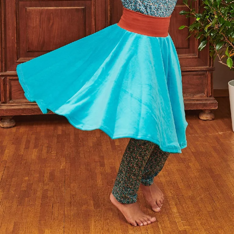Skirt "Nicki Pagoda Blue" - 100% organic cotton silk skirt sleek