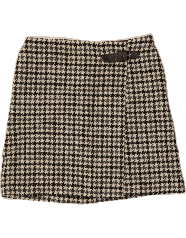 BODEN Womens Wrap Skirt UK 14 Large W32 Black Houndstooth Wool cashmere skirt soft
