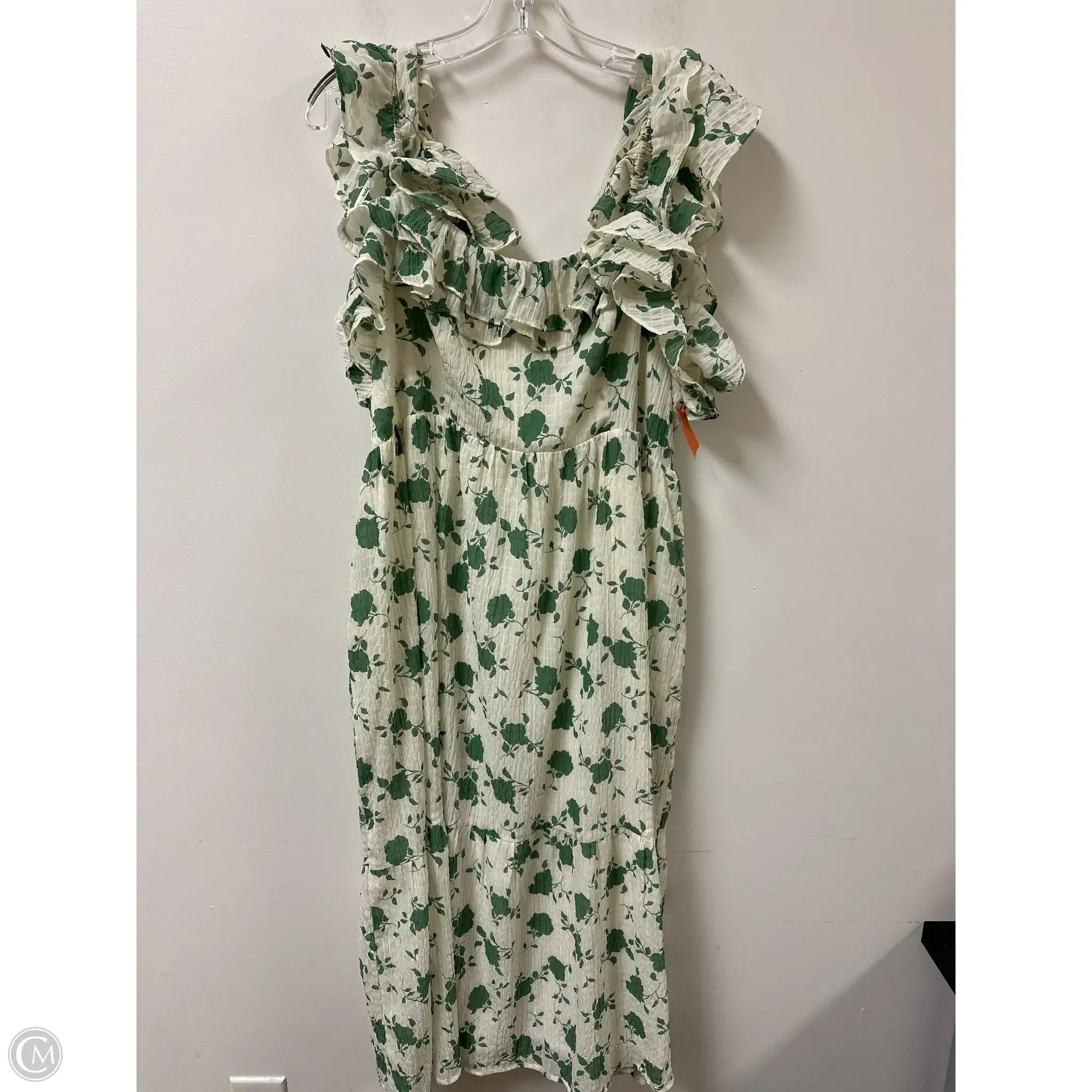 Dress Casual Maxi By Clothes Mentor In Green & White, Size: Xl A-Line Day Work