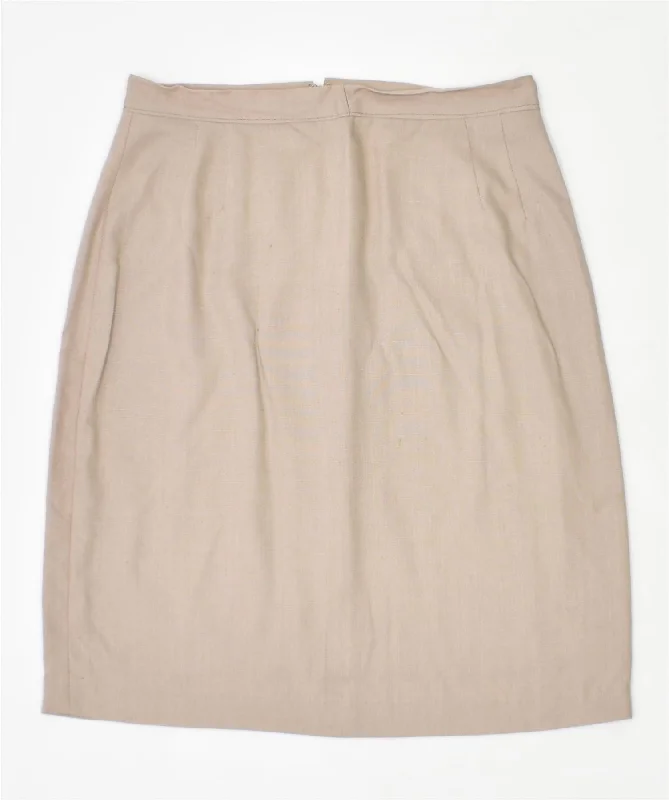 VINTAGE Womens Straight Skirt Small W26 Beige denim skirt trendy