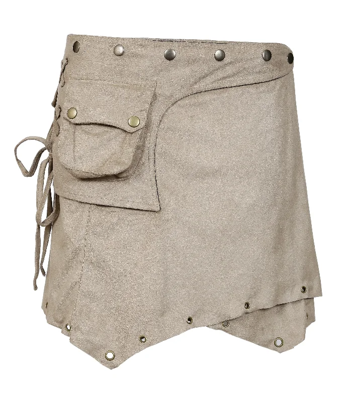 Cotton Pixie Wrap Around  Suede Mini Skirt cashmere skirt fine