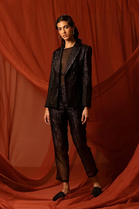 Brocade blazer with pants and top Classic Pleated Pants