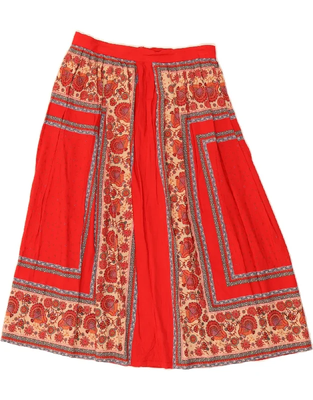 VINTAGE Womens High Waist A-Line Skirt IT 46 Large W28  Red Floral lace skirt feminine
