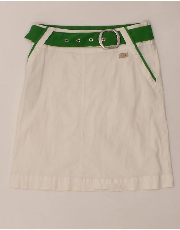 TRUSSARDI Womens A-Line Skirt IT 42 Medium W30  White Cotton silk skirt sleek