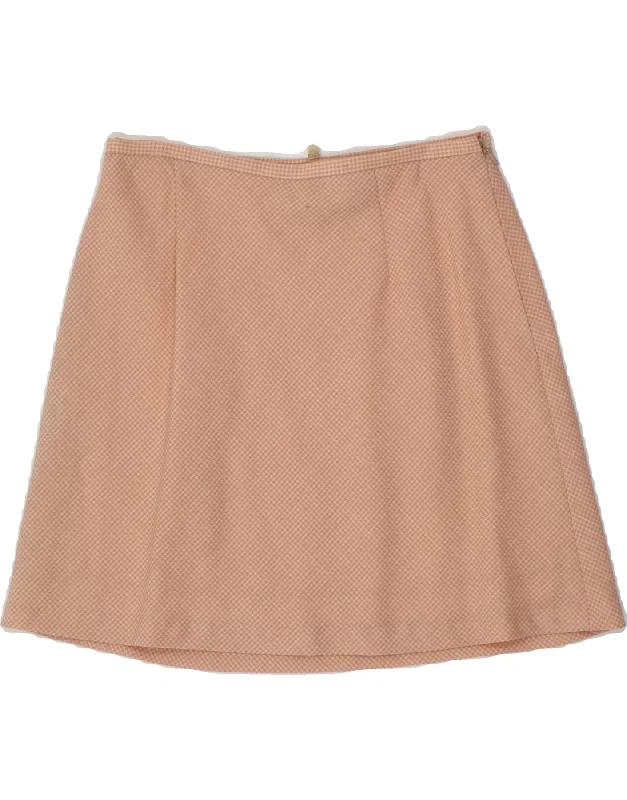 SUPERIOR Womens Mini Skirt IT 40 Small W26  Pink Houndstooth Wool lace skirt intricate
