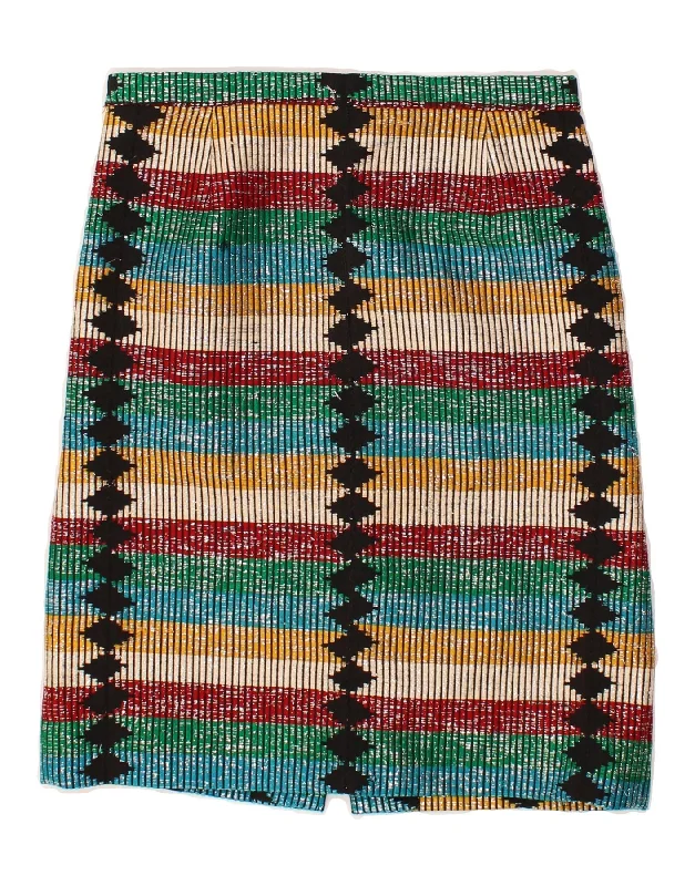 VINTAGE Womens Straight Skirt W28 Medium Multicoloured Striped corduroy skirt durable