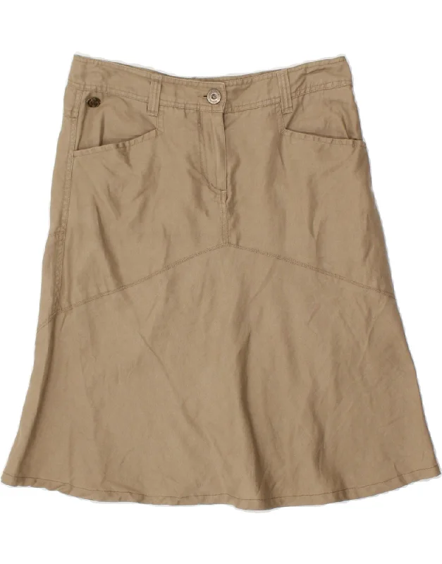 MARLBORO CLASSICS Womens A-Line Skirt EU 44 XL W32  Beige Linen wool skirt sturdy