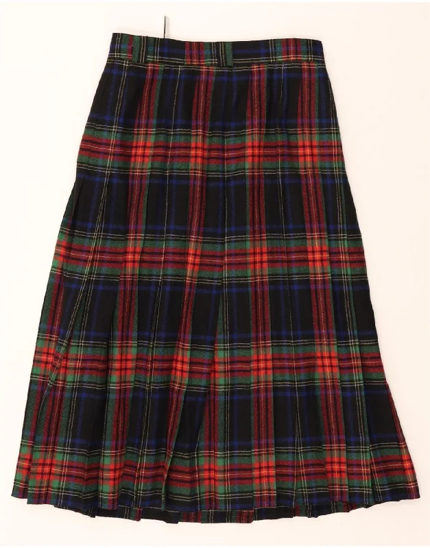 JOBIS Womens A-Line Skirt EU 40 Medium W30  Black Plaid Virgin Wool corduroy skirt comfortable