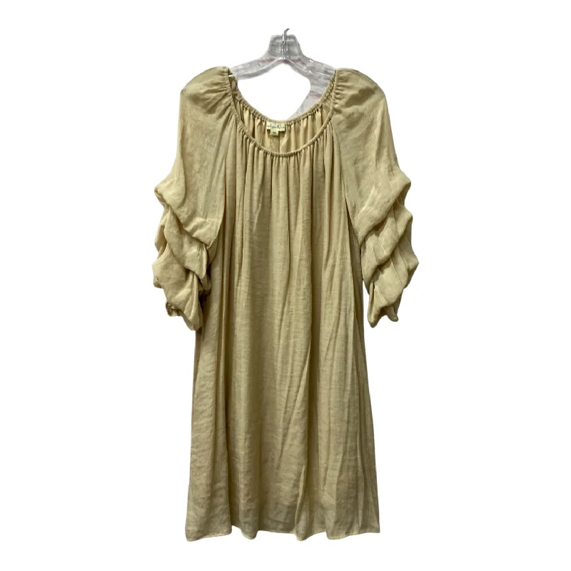 Dress Casual Short By Cme In Tan, Size:2X Tunics Satin smooth