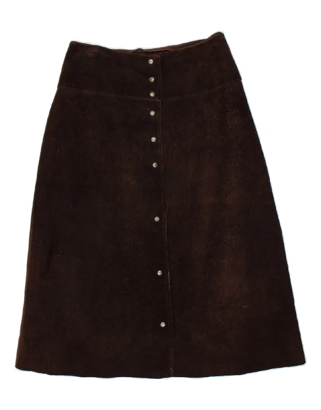 VINTAGE Womens Suede A-Line Skirt W28 Medium Brown velvet skirt plush