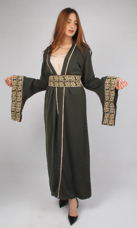 Women Dress Kaftan With Belt & Capuchon  (Oil Green) Tunics Recommended stylist
