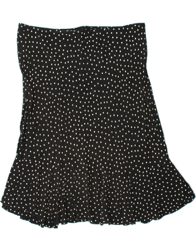 DEBENHAMS Womens Trumpet Skirt UK 20 2XL W40  Black Polka Dot Viscose chiffon skirt airy