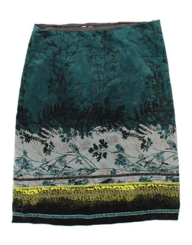 WHITE STUFF Womens Abstract Pattern A-Line Skirt UK 16 Large W32 Blue corduroy skirt comfortable