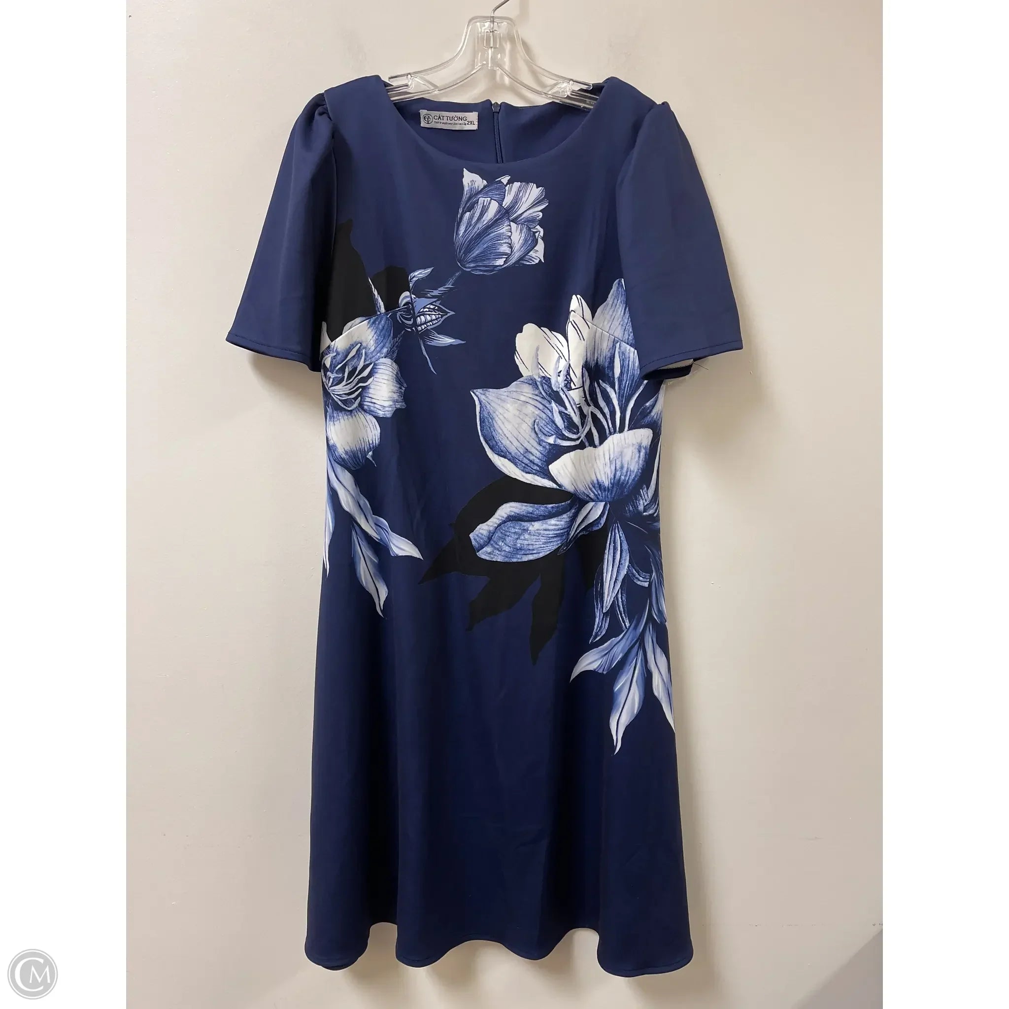 Dress Casual Midi By Clothes Mentor In Navy, Size: 2x Tunics Print Colorful