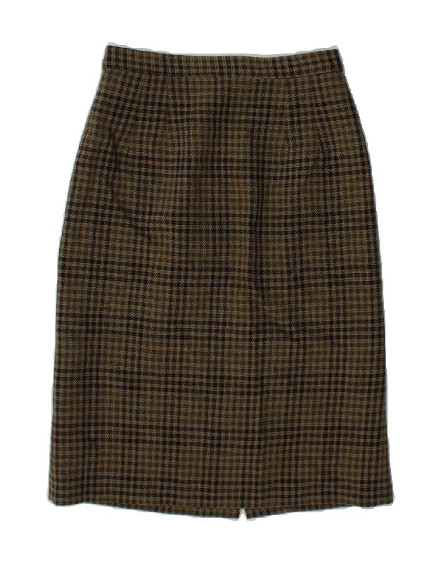 BLARNEY Womens Straight Skirt UK 10 Small W26 Khaki Check New Wool floral skirt print
