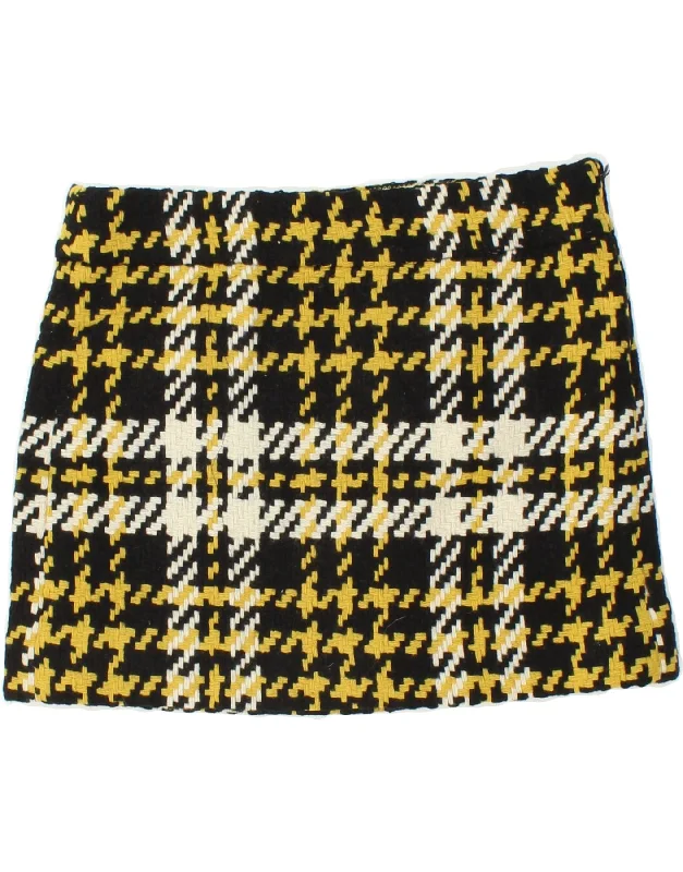 J. CREW Womens Mini Skirt US 4 Small W32 Black Houndstooth Wool linen skirt breathable
