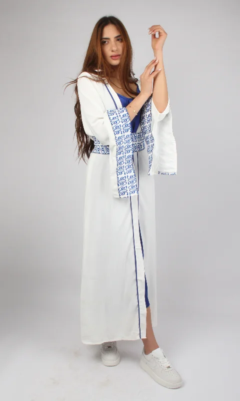 Women Dress Kaftan With Belt & Capuchon (White) Tunics Essential wardrobe
