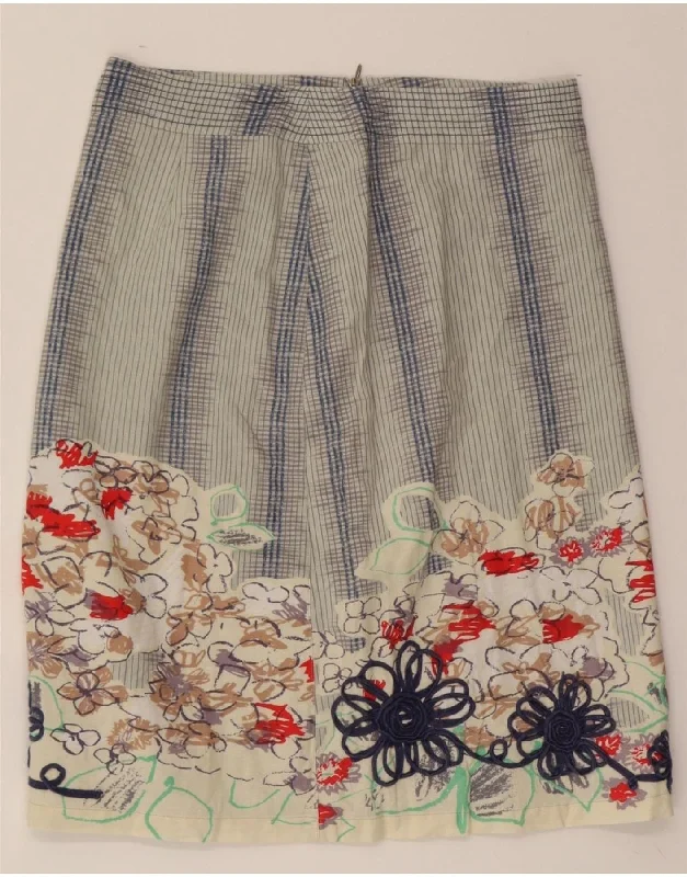 WHITE STUFF Womens Graphic Straight Skirt UK 8 Small W30  Grey Floral linen skirt airy