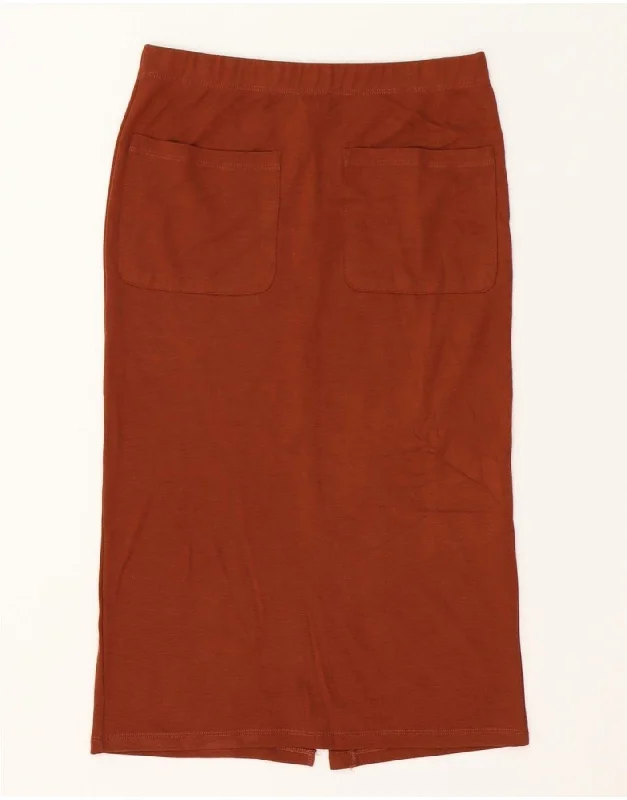 BENETTON Womens Straight Skirt XS W28 Brown Viscose ruffled skirt detail