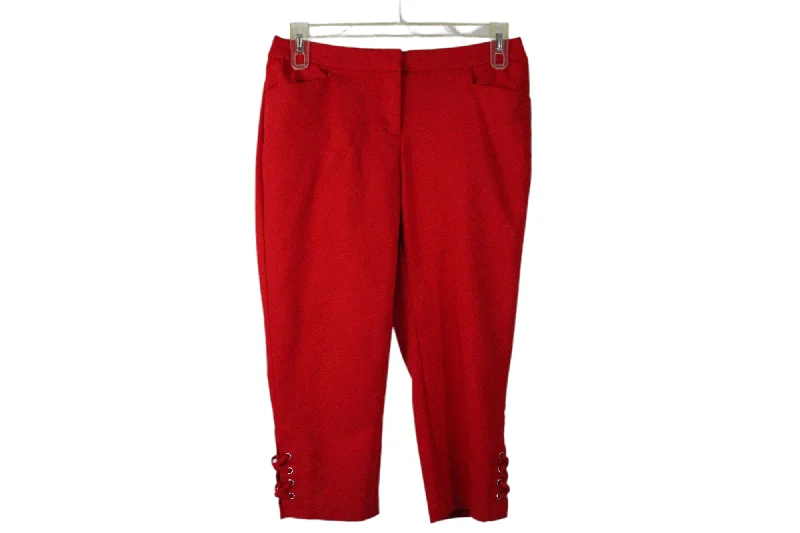 Rafaella Curvy Red Capri Pants | 8 Comfortable Pleated Pants