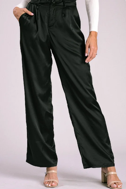 Phoenix High Waist Satin Pants Comfortable Pleated Pants