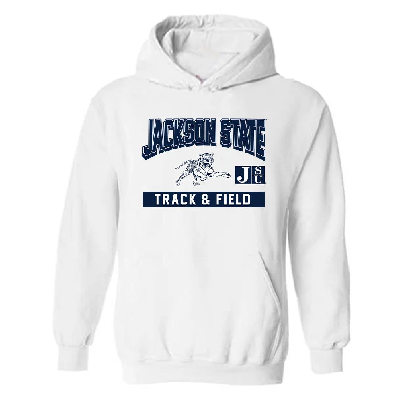 Jackson State - NCAA Women's Track & Field : Artajia Richardson - Classic Fashion Shersey Hooded Sweatshirt Hoodie with Pastel Soft Subtle
