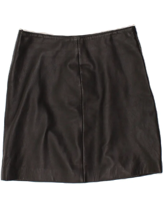 ST. BERNARD Womens Leather Skirt UK 14 Medium W28  Black belted skirt waist