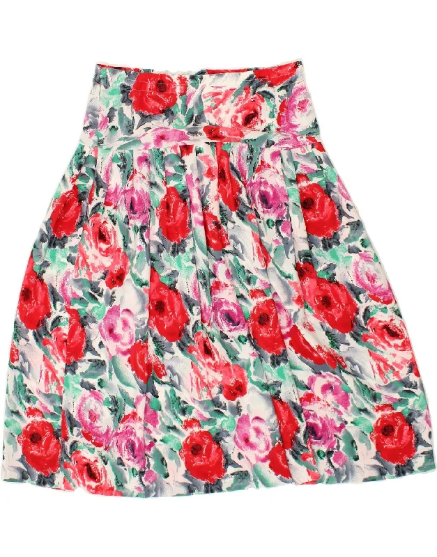 VINTAGE Womens A-Line Skirt UK 16 Large W32  Multicoloured Floral seamless skirt comfort