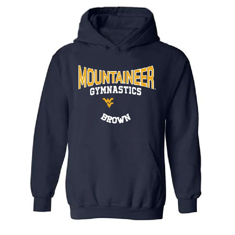 West Virginia - NCAA Women's Gymnastics : Julia Brown - Hooded Sweatshirt Classic Fashion Shersey Hoodie with Elastic Cuffs Stretchable Comfortable