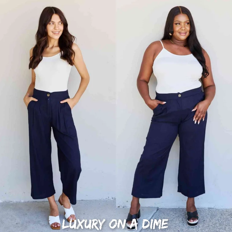 Pleated Button Front Linen Blend Slacks Business Casual Pants by And The Why Classic Straight-Leg Pants