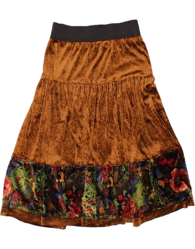 VINTAGE Womens A-Line Skirt W30 Medium  Brown Floral athletic skirt fit