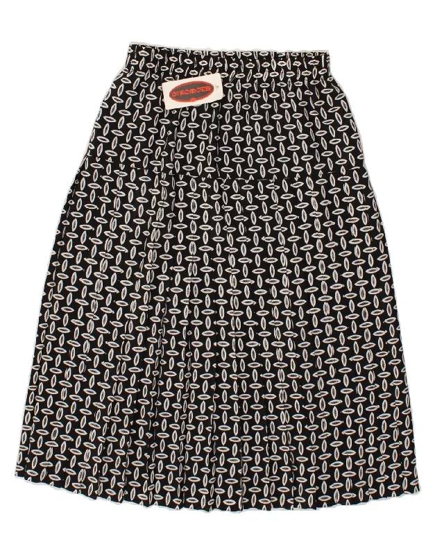 VINTAGE Womens Abstract Pattern A-Line Skirt Small W26 Black leather skirt sleek