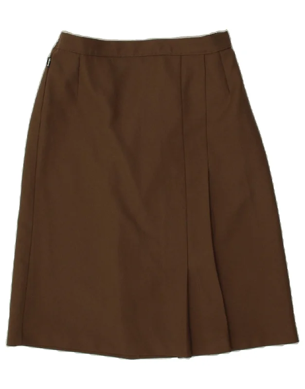 VINTAGE Womens A-Line Skirt W34 Large Brown ruffled skirt detail