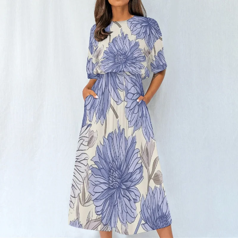 All-Over Print Women's Elastic Waist Dress [JW] Shift Classic Vintage