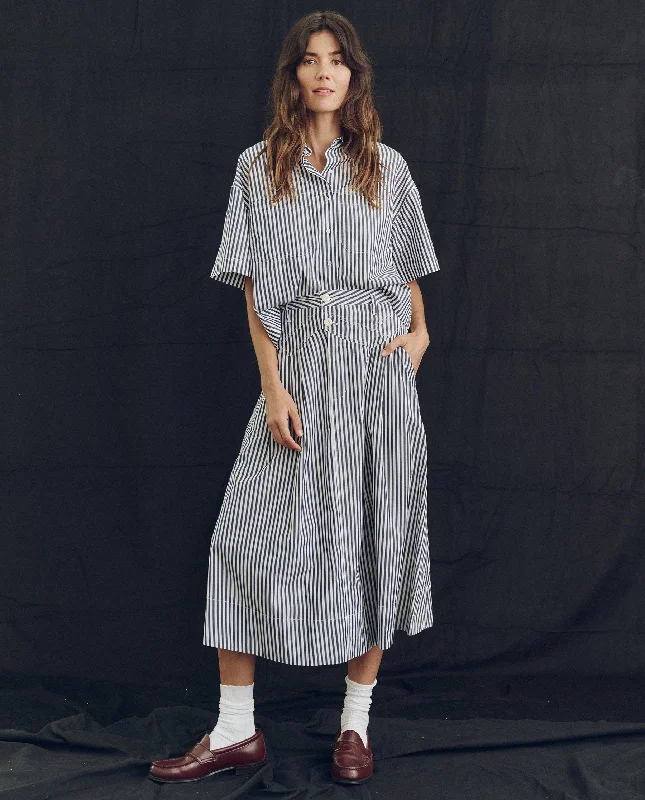 Skirt K099877 Field Skirt Navy-Studio-Stripe flowy skirt hem