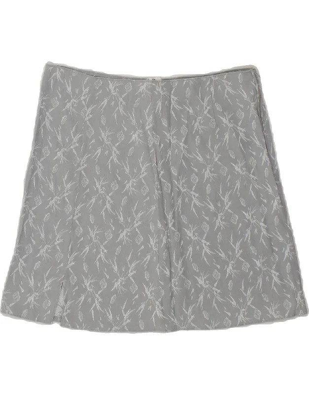 VINTAGE Womens A-Line Skirt IT 44 Medium W28 Grey Floral Polyester lace skirt elegant