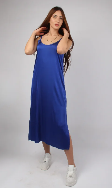 Women Satin Slip Dress (Blue) Bodycon Club Sequined