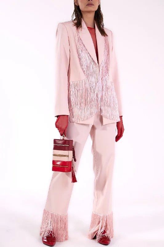 Crepe blazer with fringes and pants Relaxed Fit Trousers