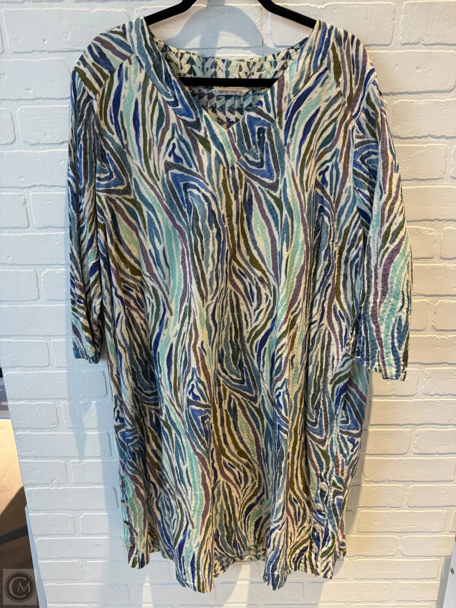 Dress Casual Short By Soft Surroundings In Blue & Green, Size: 3x Tunics Custom made