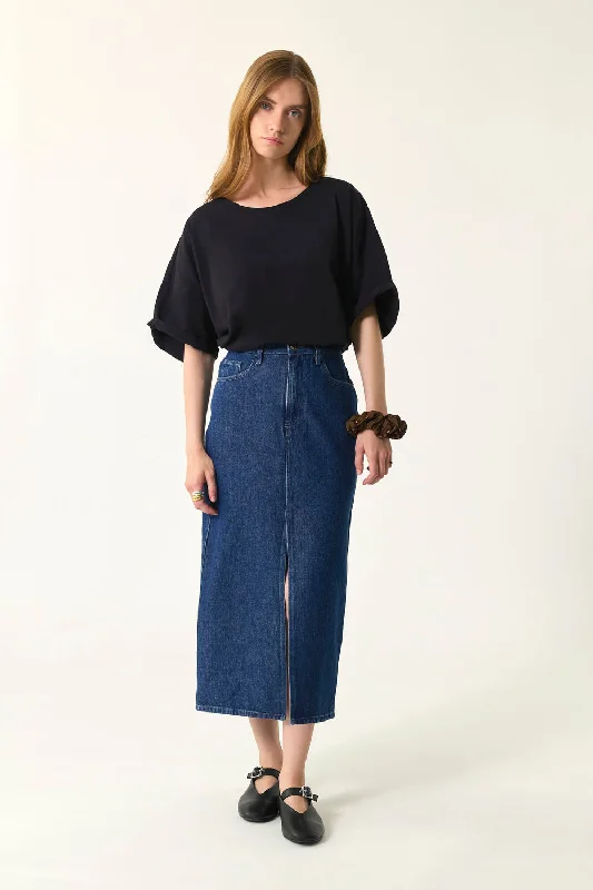 Skirt Louria Indigo linen skirt light