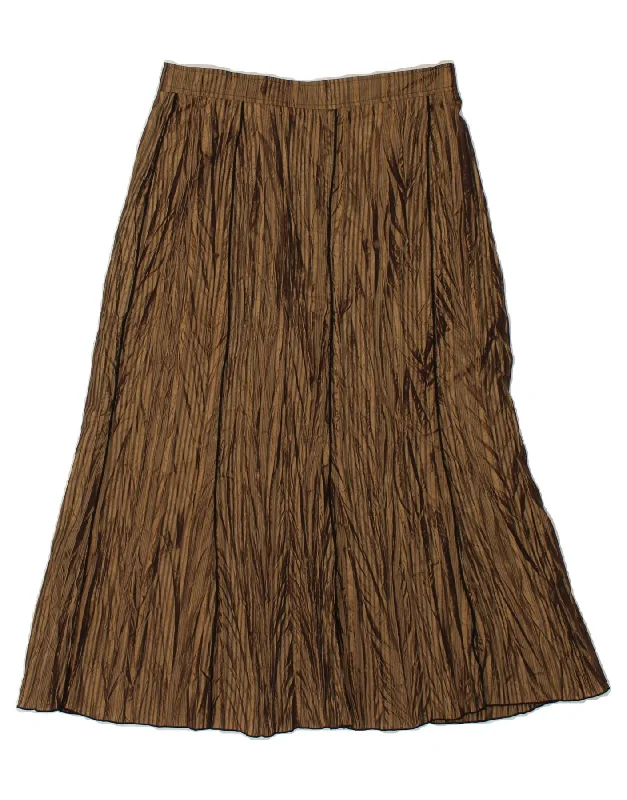 VINTAGE Womens A-Line Skirt EU 38 Medium W28  Brown Nylon high slit skirt